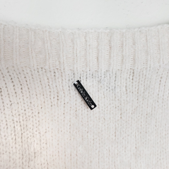 CALVIN KLEIN Blush V-Neck Nylon/Acrylic/Wool/Alpaca Knit Pullover Sweater S|P - Picture 5 of 5